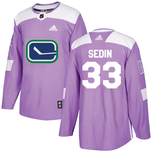 Adidas Canucks #33 Henrik Sedin Purple Authentic Fights Cancer Stitched NHL Jersey
